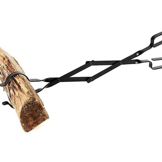 Log Grabber Fireplace Tongs Wood Fired Oven Tool Grill Camping Fire Pit Tool