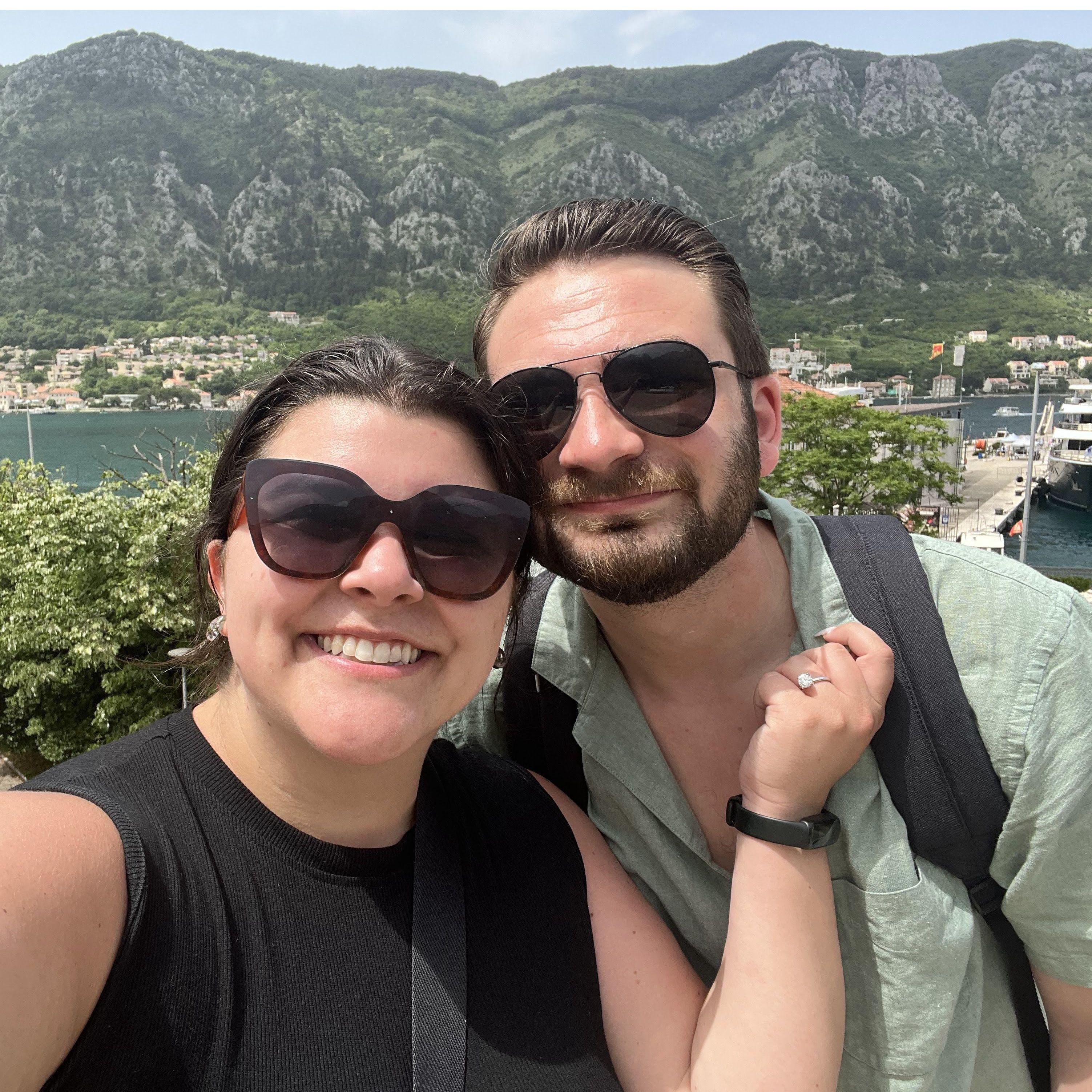 Us in Montenegro, a week or so after getting engaged this past May 2024