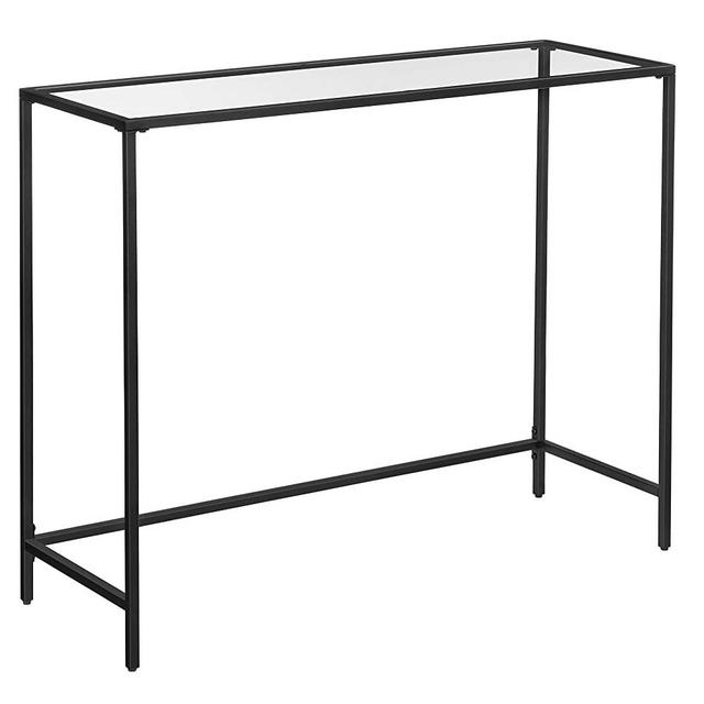 VASAGLE 39.4” Console Table, Tempered Glass Sofa Table, Modern Entryway Table, Metal Frame, Easy to Assemble, Adjustable Feet, for Living Room, Hallway, Black ULGT026B01