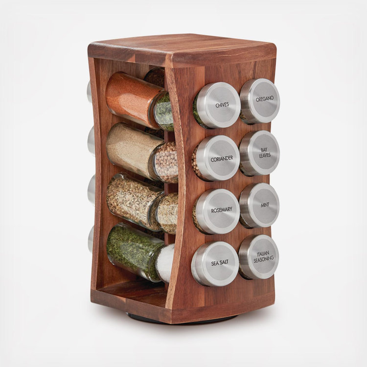 Kamenstein, Acacia Hourglass 16-Jar Spice Rack | Zola