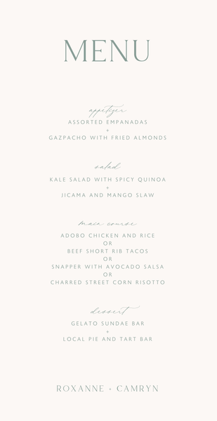 Altair | Off-White | Zola Wedding Menus