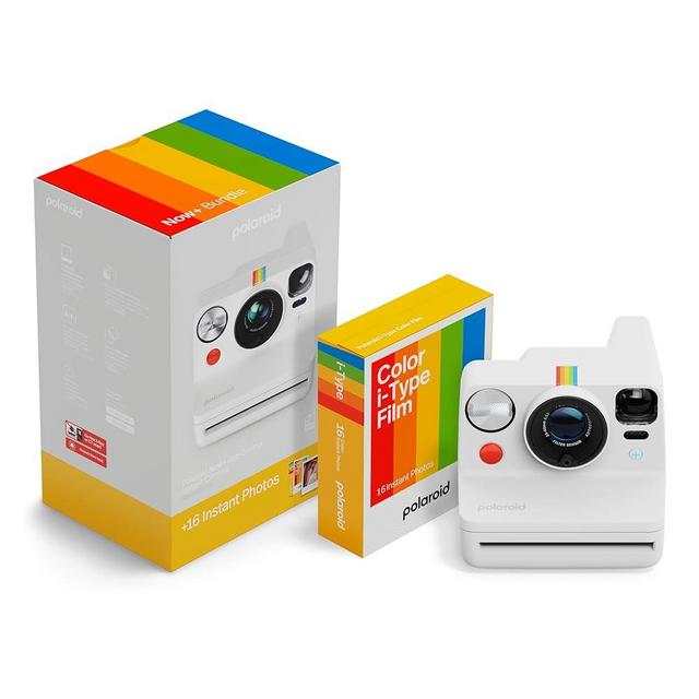 Polaroid Now+ 3rd Generation I-Type Instant Camera + Film Bundle - Now+ Bluetooth App Controlled White Camera + 16 Color Photos (6562)