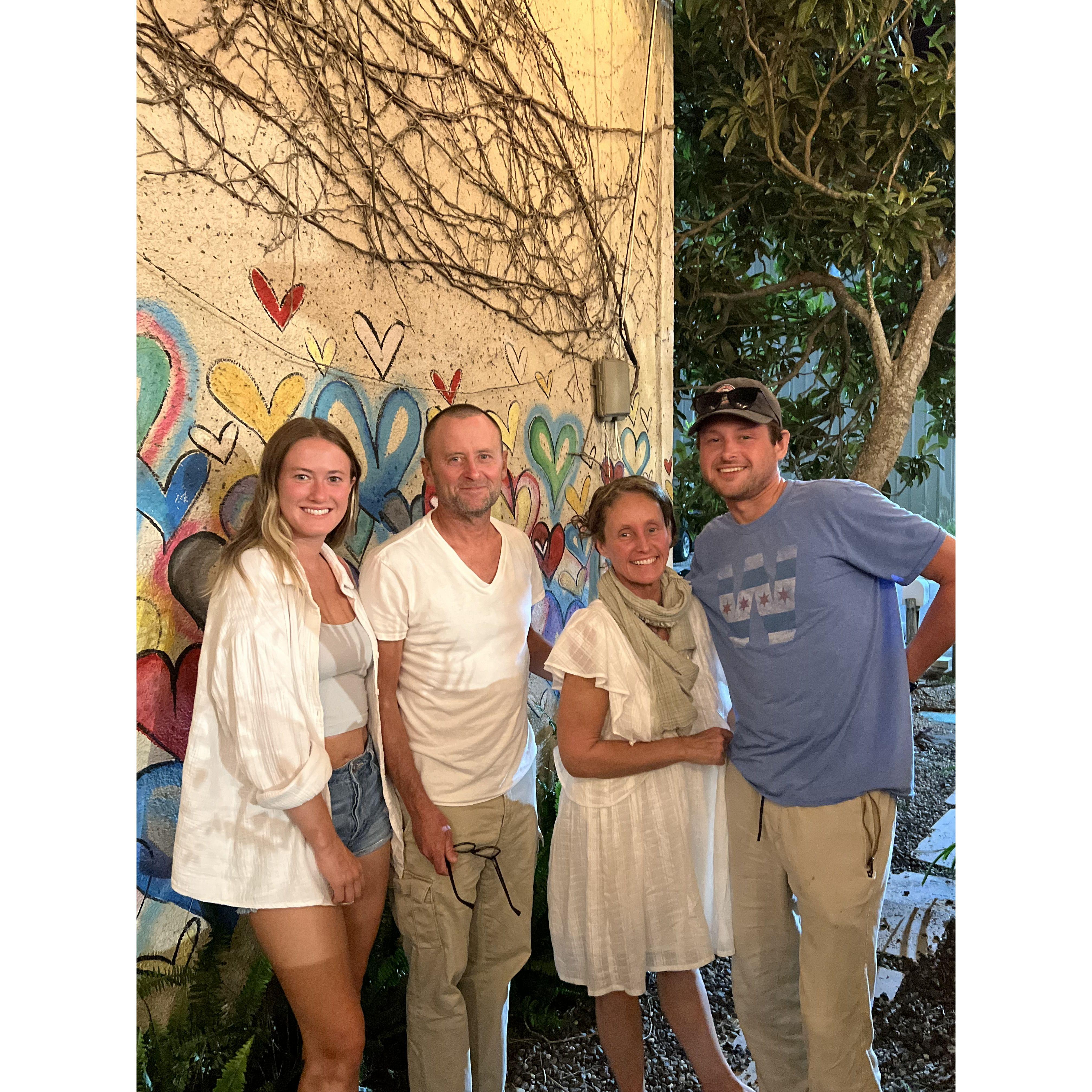 Us with Calvin's parents, Holly and Zach, on Amelia Island (2023)