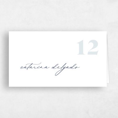 Blue Typography Wedding Place Card - Temecula
