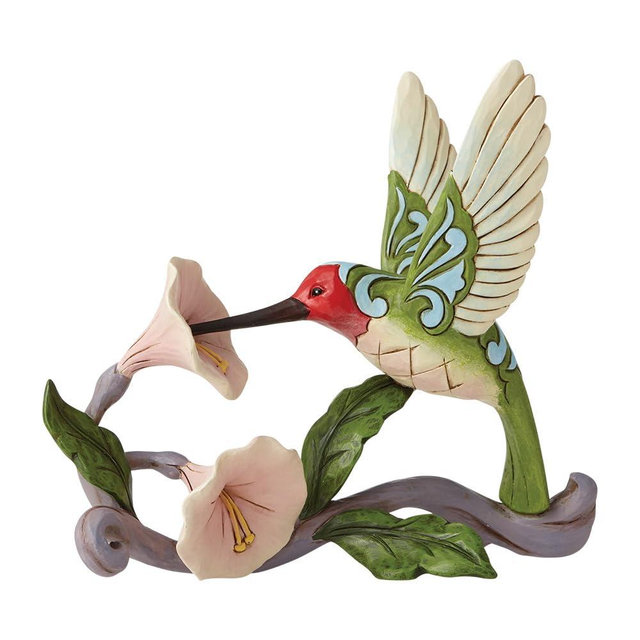 Enesco Jim Shore Heartwood Creek Hummingbird with Flower Figurine, 5.375 Inch, Multicolor
