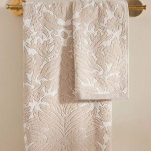 Devon Floral Cotton Towel Collection - Hand Towel, Taupe