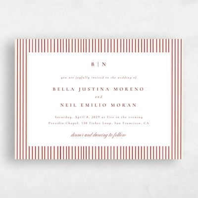 Linen, Red Wedding Invitation - Rodez Landscape