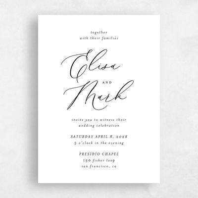 White Standard Wedding Invitation - Marlow Portrait