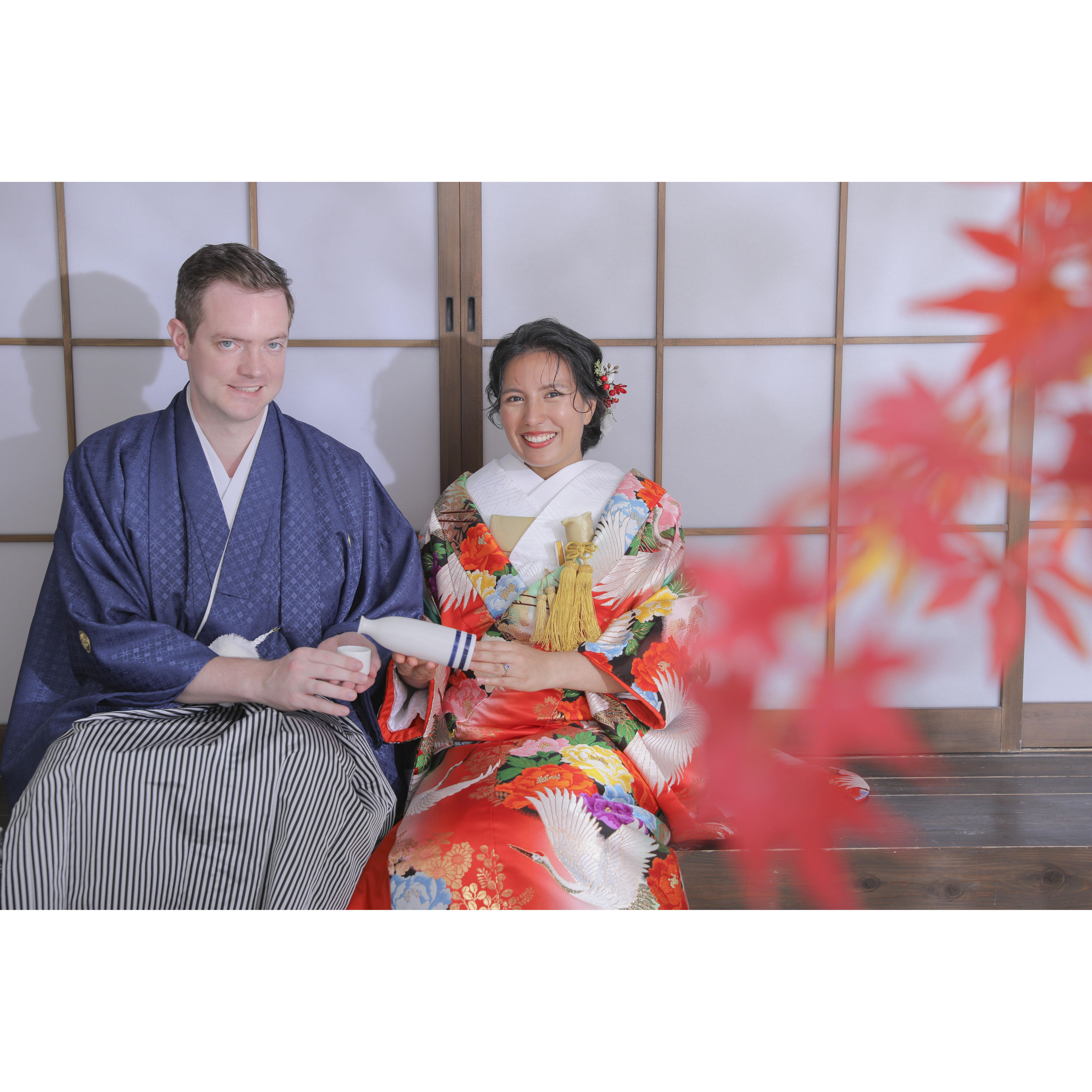Sake is used in the traditional wedding toast in Japan. Here, our cups were full of aspirations for the future.
