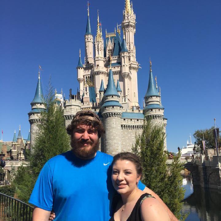 First picture in front of the castle in Disney!