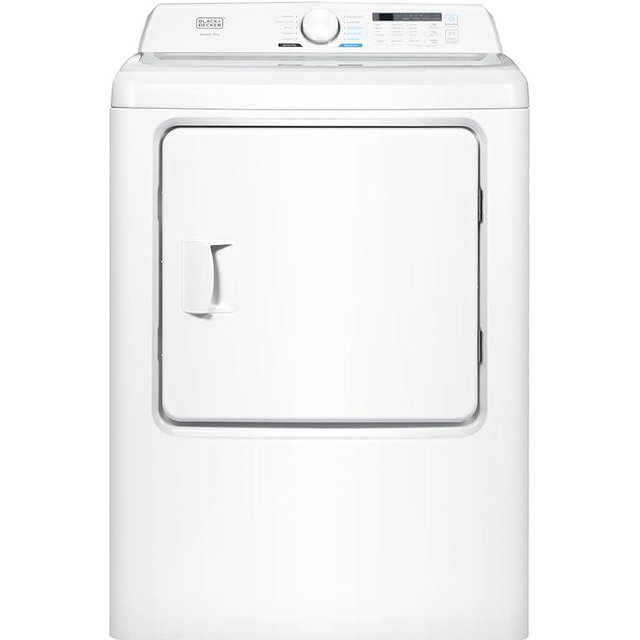 BLACK+DECKER 7.0 Cu. Ft. Front Load Dryer, Electric Clothes Dryer with LED Display and Dial Control, 5 Sensor and Manual Dry Selections, 240V, Requires Professional Installation, BLD67ME, White