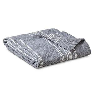Yarn Dye Stripe Ringspun Cotton Blanket - Metallic Blue (King) - Threshold™