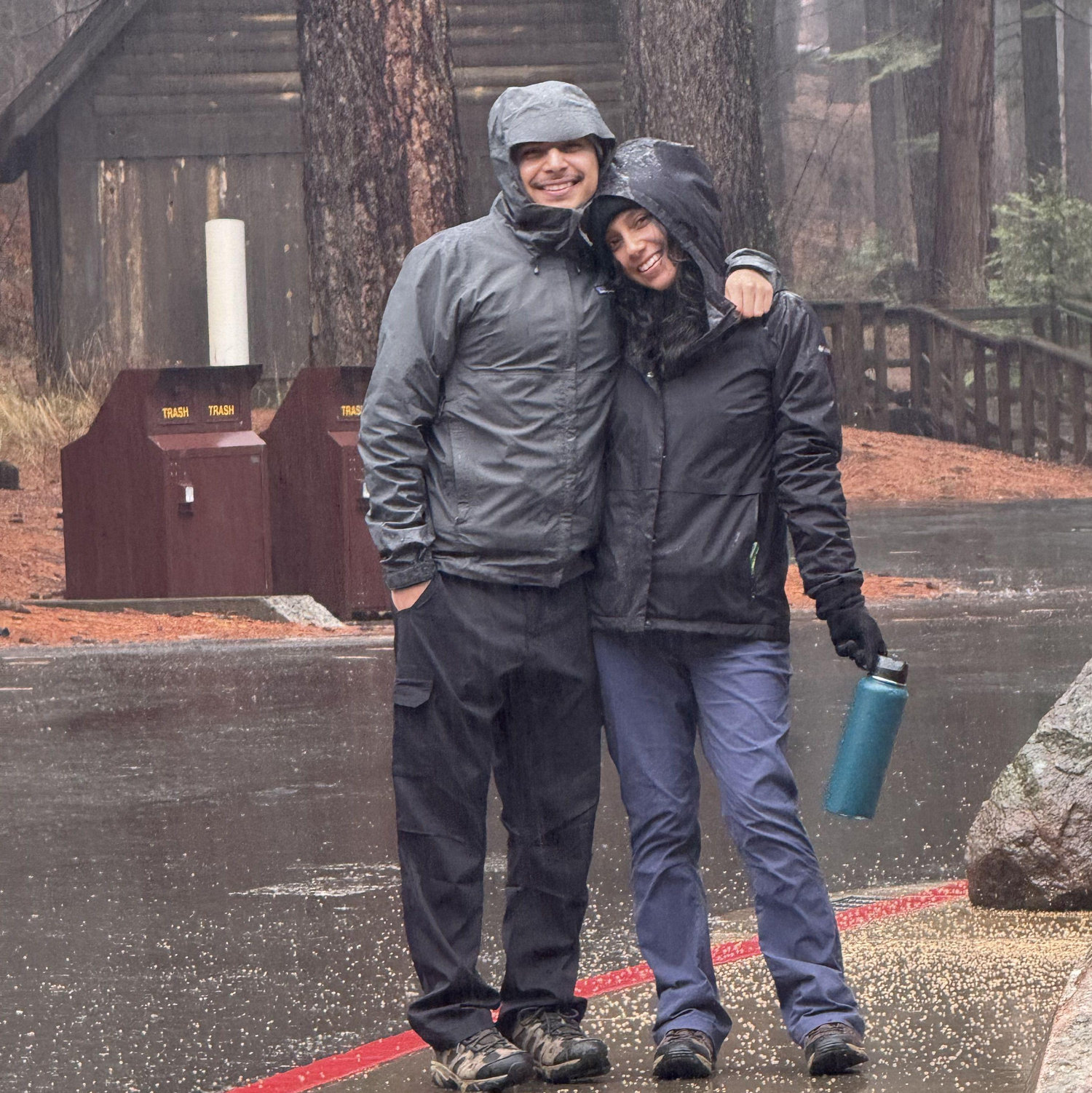Hiking in pouring rain.
