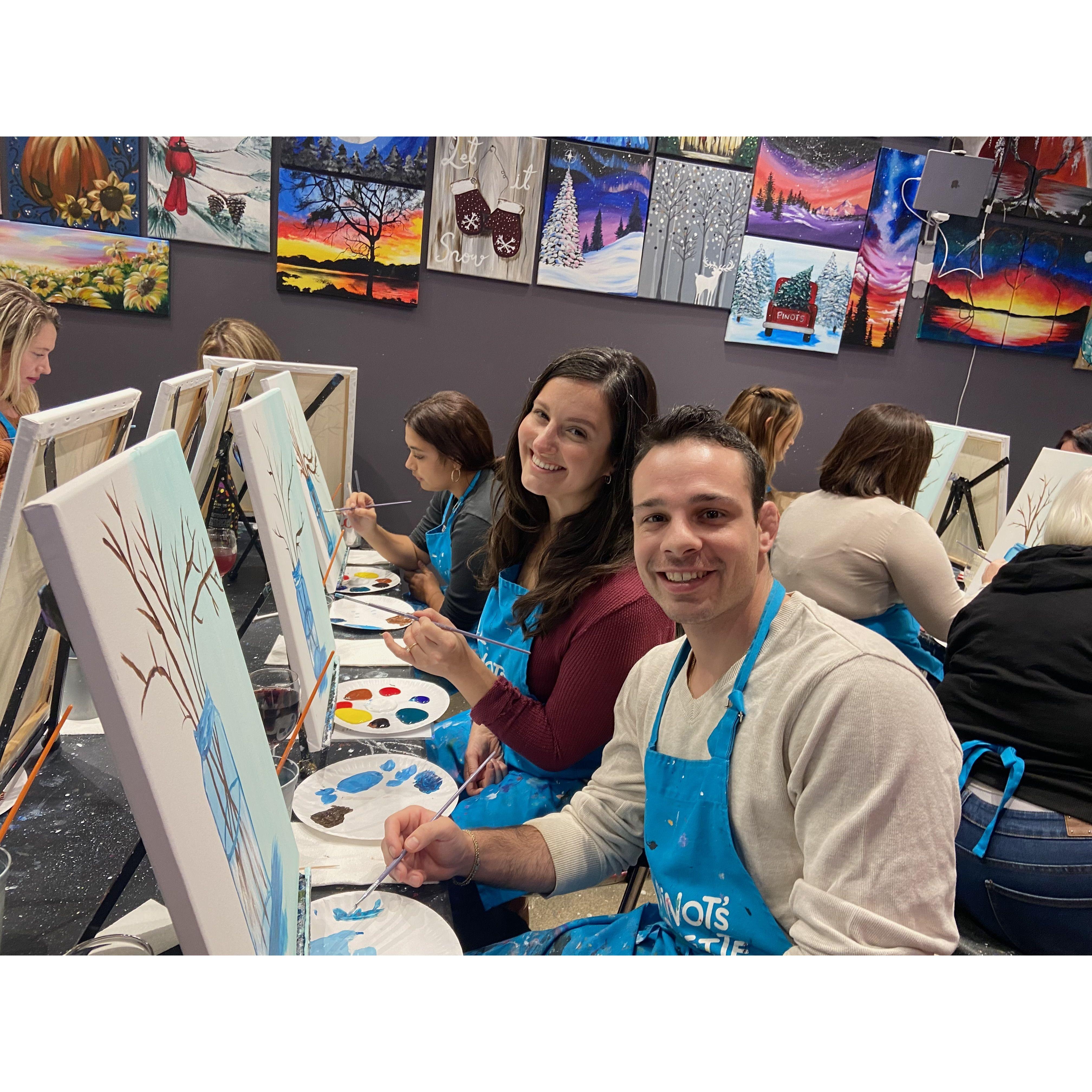 Always trying new things together. Joe's first paint and sip!