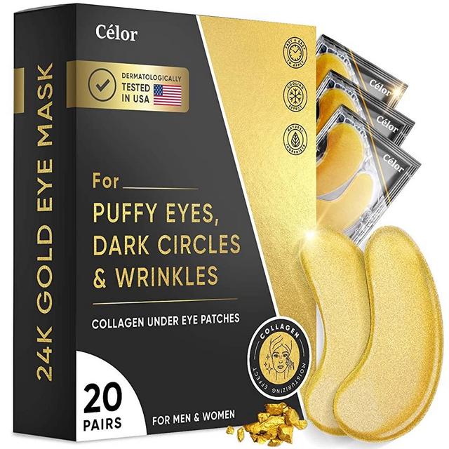 Under Eye Patches (20 Pairs) - 24K Gold Under Eye Mask Amino Acid & Collagen, Under Eye Mask for Face Care, Eye Masks for Dark Circles and Puffiness, Under Eye Masks for Beauty & Personal Care