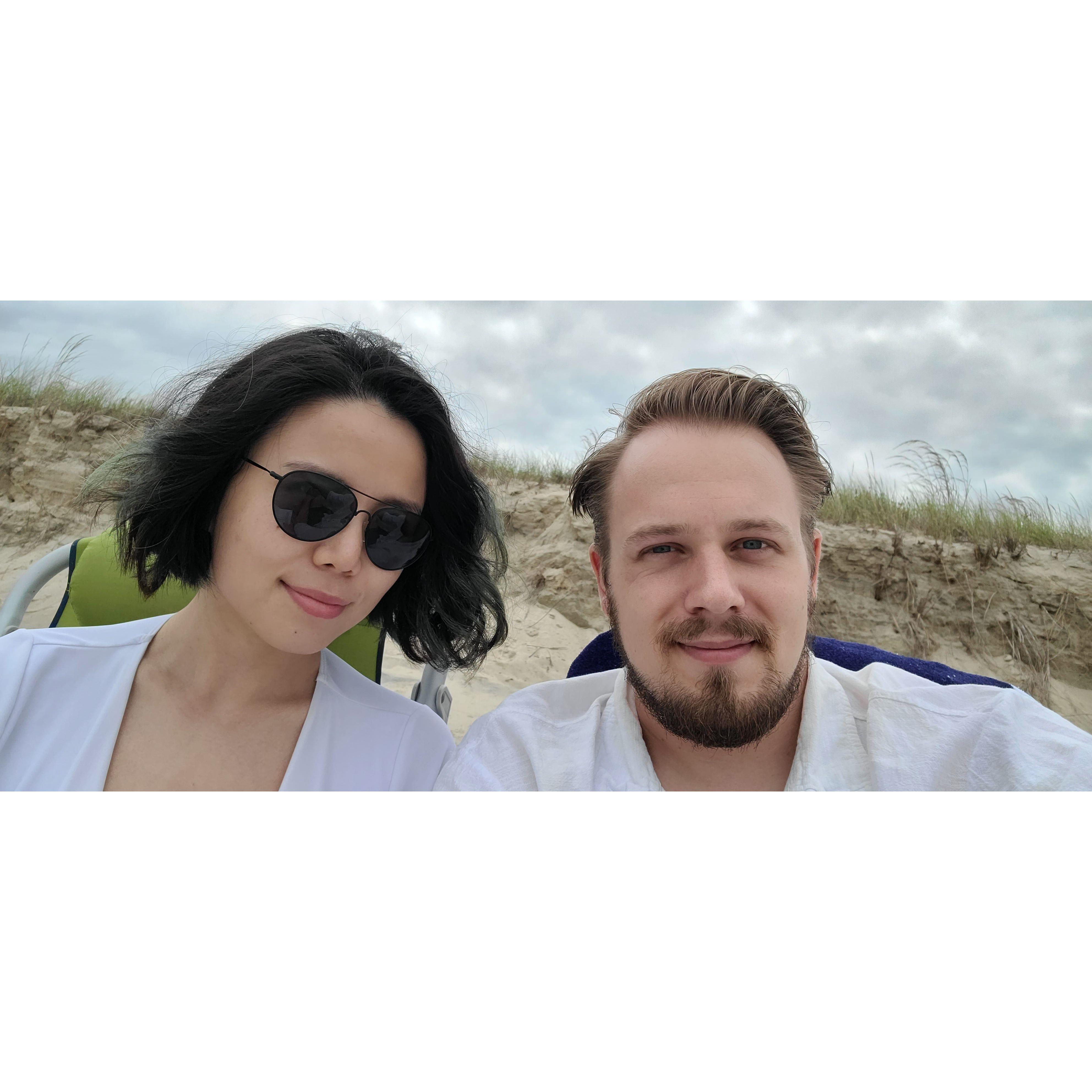 The couple spending time on the Lewes beach. [Sept 2022]