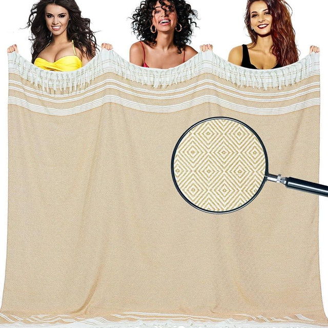 Yongoes Oversized Turkish Beach Towel Blanket Cotton Giant XL Sandproof Towels Huge Linen XXL Extra Large Big Throw Quilt Blankets for Adults Cloud Travel Camping Glamping Accessories Essentials