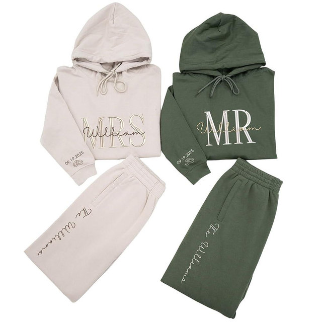 Custom Embroidered Couples Hoodies, Personalized Matching Couples Shirts Sweatshirt Hoodies and Sweatpant
