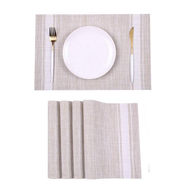 Table Mats Set of 4 Placemats for Dining Wipeable Heat-Resistant Woven Vinyl PVC Washable Modern Outdoor Placemat Kitchen Indoor Decorations