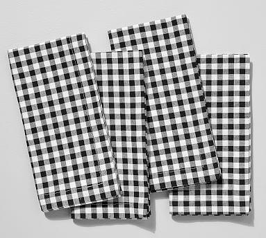 Gingham Cotton Napkins, Set of 4 - Black
