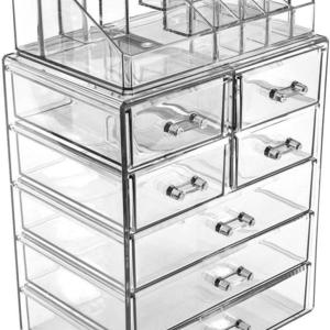Sorbus Acrylic Cosmetics Makeup and Jewelry Storage Case Display Set (Set Style 1)