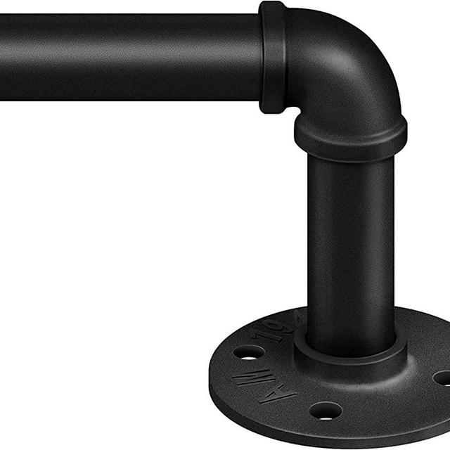 Curtain Rods for Windows 120 to 240, 1 Inch Industrial Curtain Rod, Wrap Around Black Curtain Rods, Indoor/Outdoor Curtain Rod, Extra Long Curtain Rod, Adjustable Telescope Curtain Rod, 120-240"