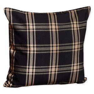 Classic Black & Tan Plaid Accent Pillow 18x18inch one side