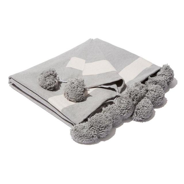 Pom Pom Striped Blanket