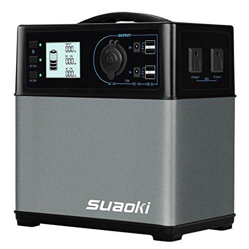 SUAOKI 400Wh/120,000mAh Portable Generator Power Station Power Supply with Quiet 300W DC/AC Inverter, 12V Car, DC/AC/USB Outputs for Outdoors Camping Travel Fishing Hunting CPAP Trips