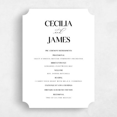 White Ticket Wedding Program - Margret
