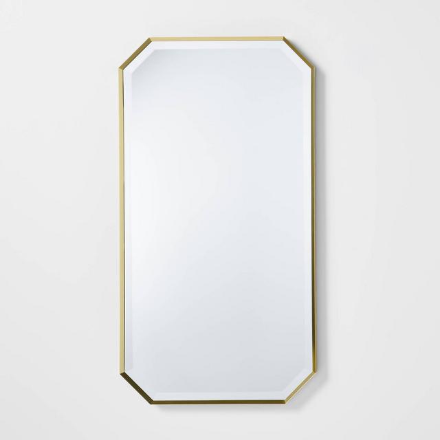 16"x30" Geometric Aluminum Metal Wall Mirror Brass - Threshold™ designed with Studio McGee