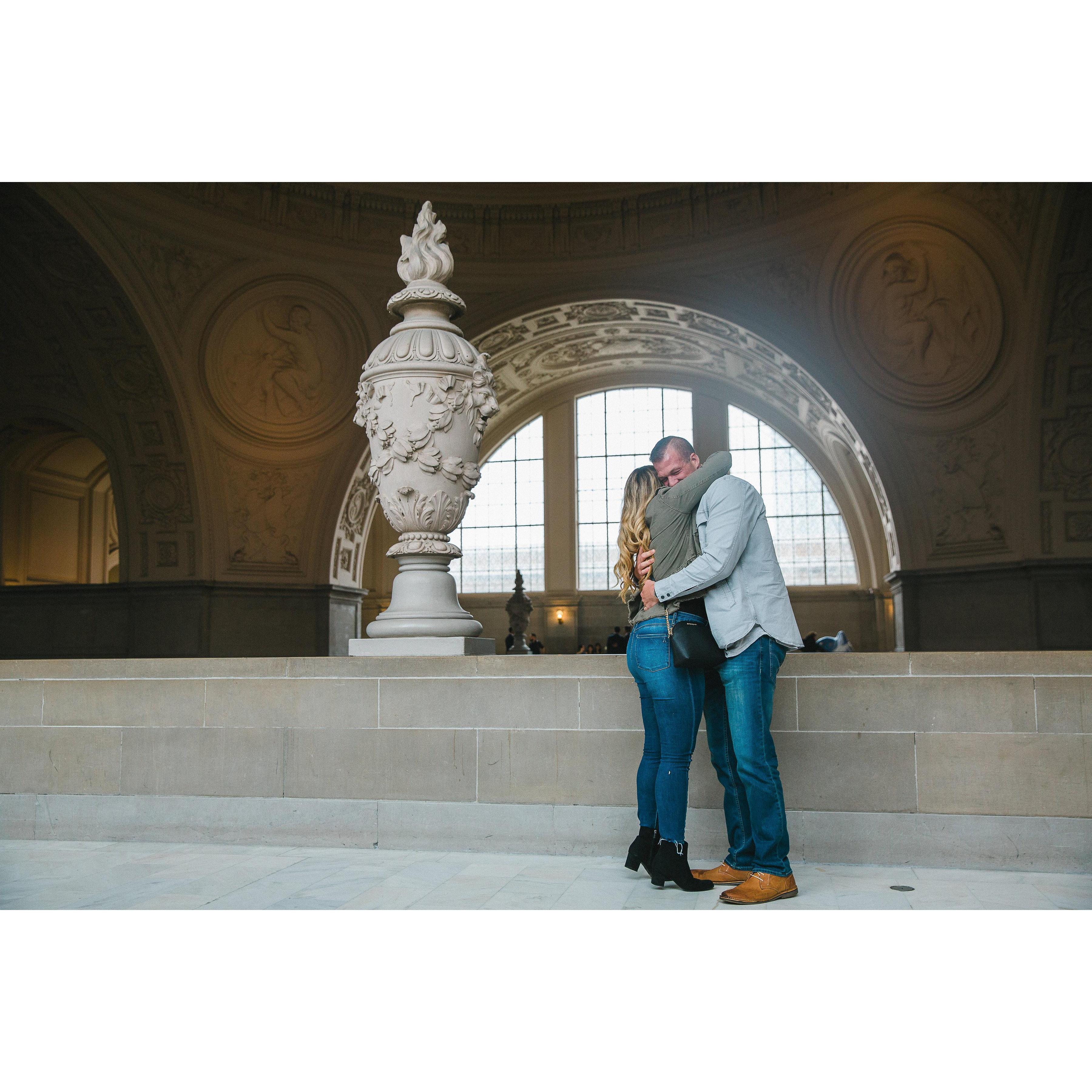 His secret photographer snapped this right after I said YES!