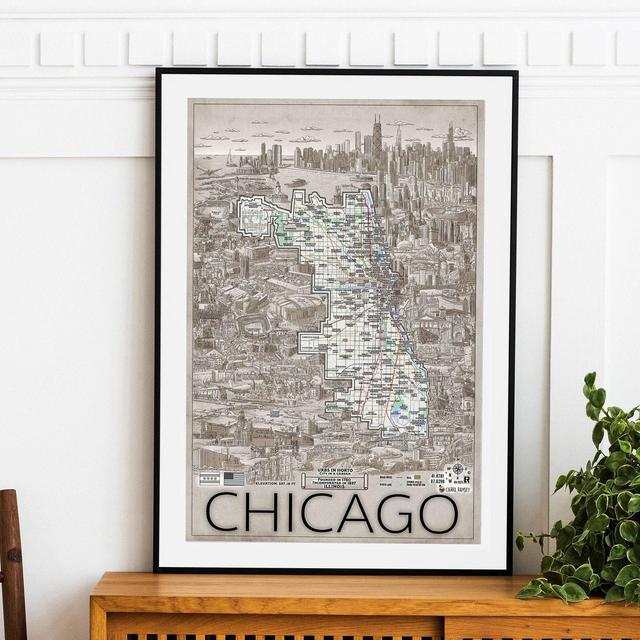 Chicago Map hand drawn Chicago Print Chicago Wall Art Chicago City Decor Housewarming Gift Chicago hand drawn Map Wall Decor Airbnb Wall Art