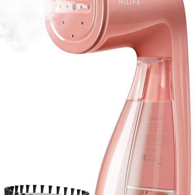HiLIFE Steamer for Clothes, 1100W Clothes Steamer, Fast Wrinkle Removal with Large 300ml Tank, Ideal for All Fabrics, Easy to Use, Compact and Portable Travel Garment Steamer (F-Pink)