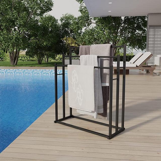 Honiter Towel Racks for Bathroom, 3 Tiers Black Metal Towel Rack, Freestanding Towel Holder for Bathroom Accessories Organizer for Bath Storage & Hand Towels, Washcloths, Next to Tub or Shower