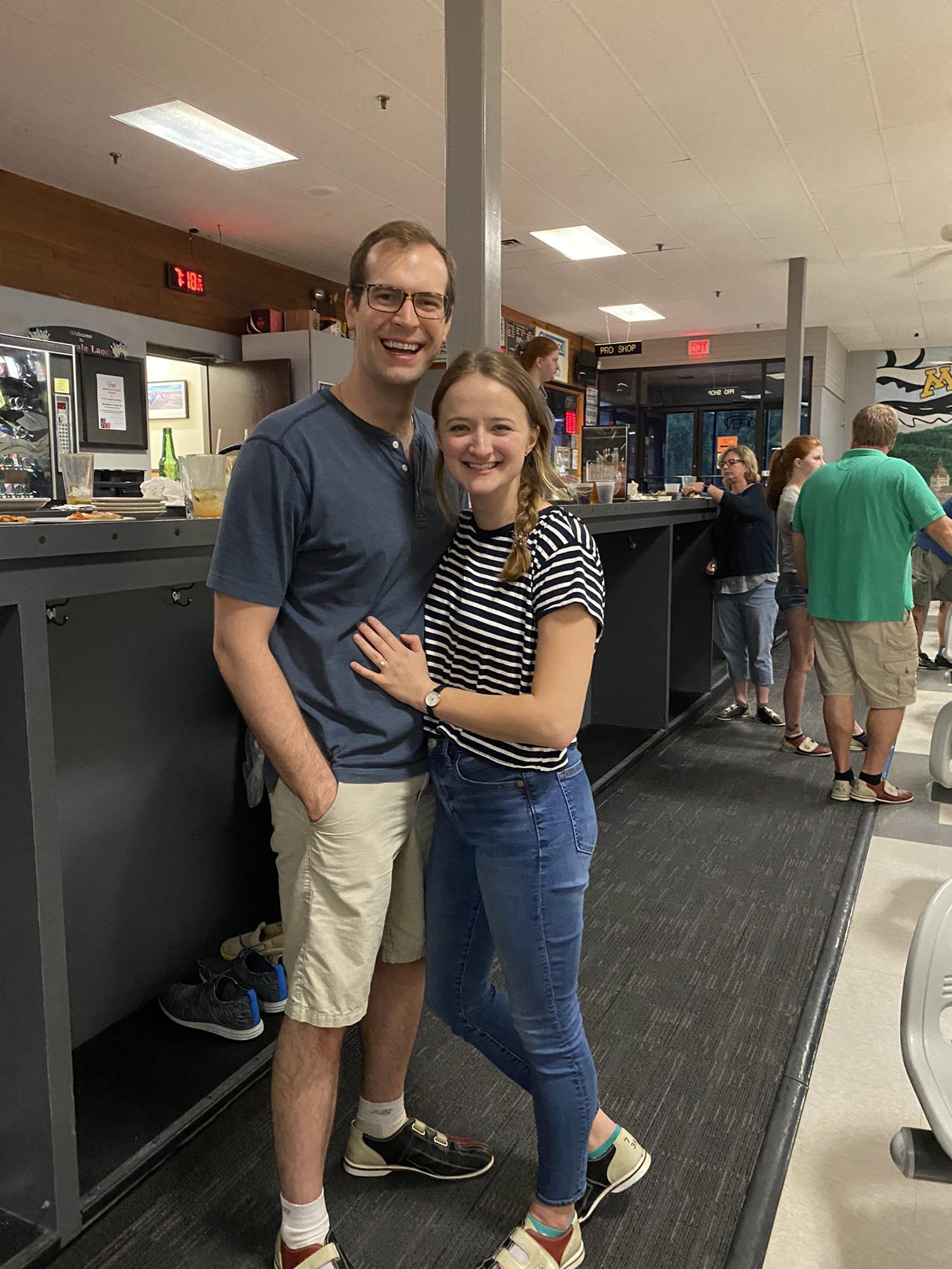 Our first time bowling! Also post engagement!