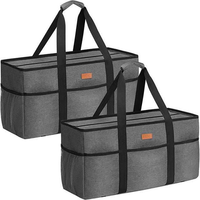 LHZK Standing Extra Large Utility Tote Bag with Metal Wire Frame and the Sides Rinforced, Large Collapsible Tote