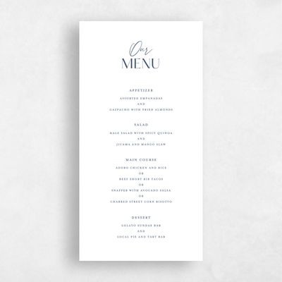 Navy, Blue Wedding Menu - Sidney Letterpress