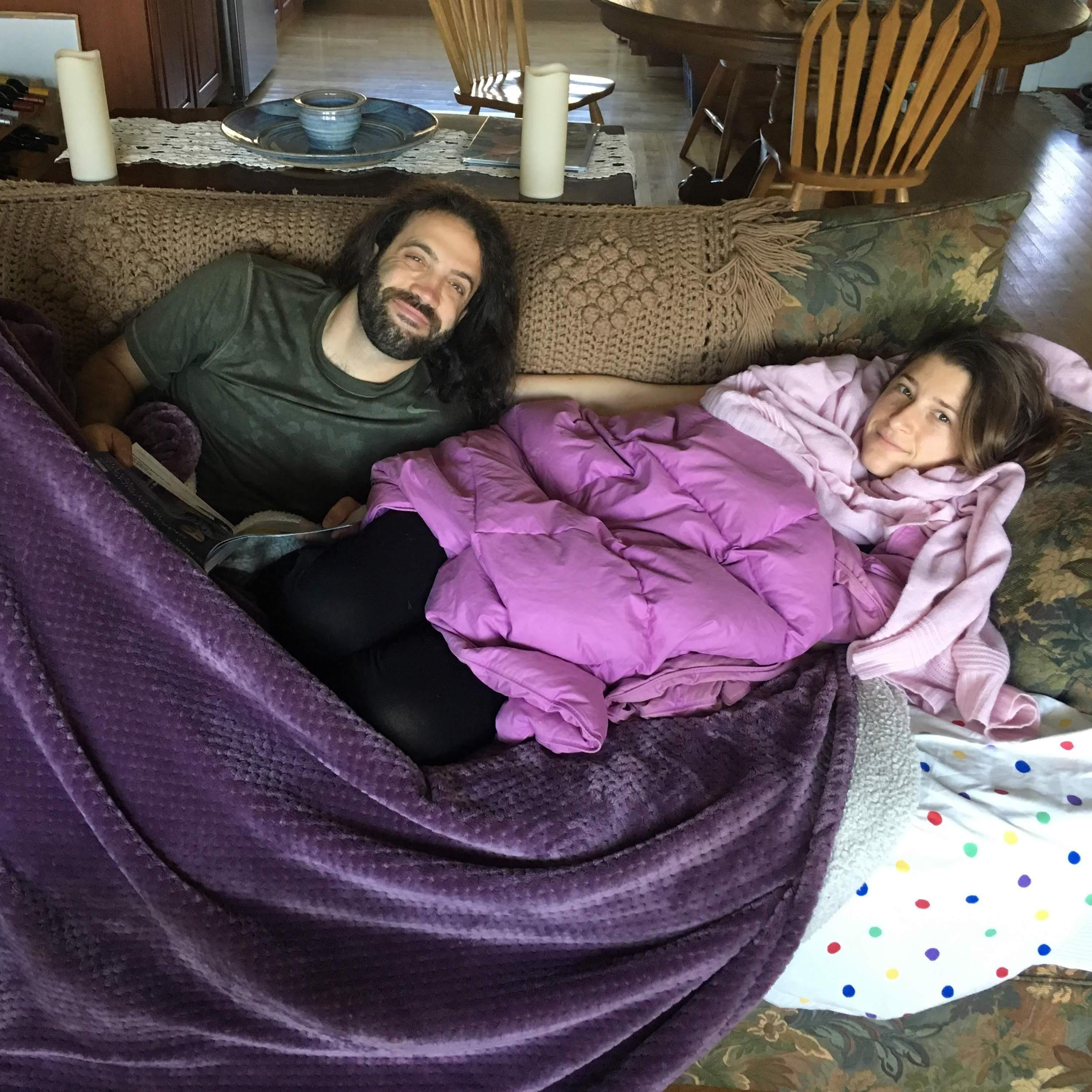 Cozy in all our blanket layers in upstate New York celebrating Sara and Jeremy!