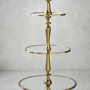 Amelie Servers & Cake Stands with Glass Tier & Metallic Finish