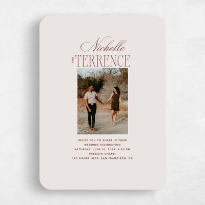 Grey Rounded Wedding Invitation - Solange Photo