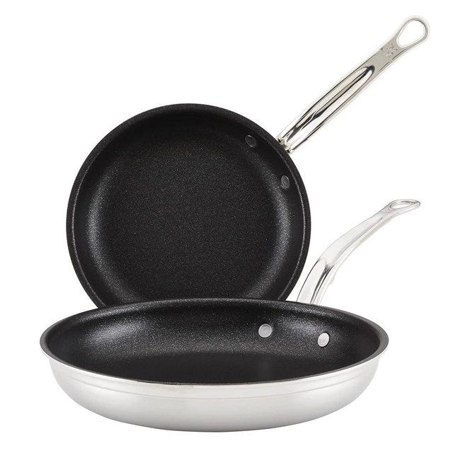 Hestan ProBond Forged TITUM - Professional Clad Stainless Steel, Nonstick, Frying Pan Set (8.5'' & 11''), Induction Compatible, Made without PFOAs
