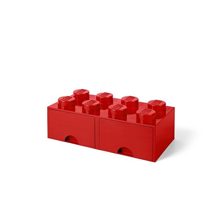 Room Copenhagen LEGO Brick Drawer, 8 Knobs, 2 Drawers, Stackable Storage Box, Bright Red (40061730)