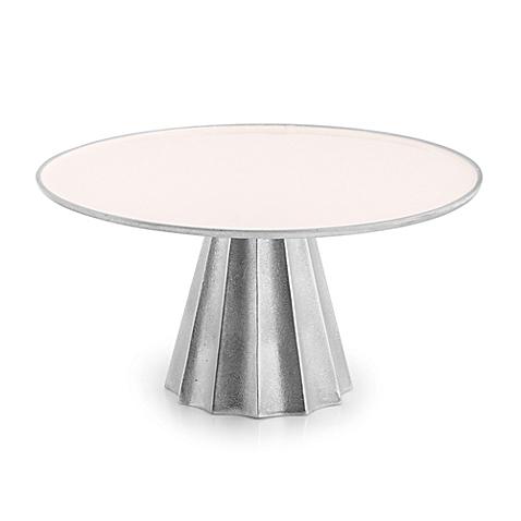 Marigold Artisans Fluted Footed Cake Stand in Silver/Ivory