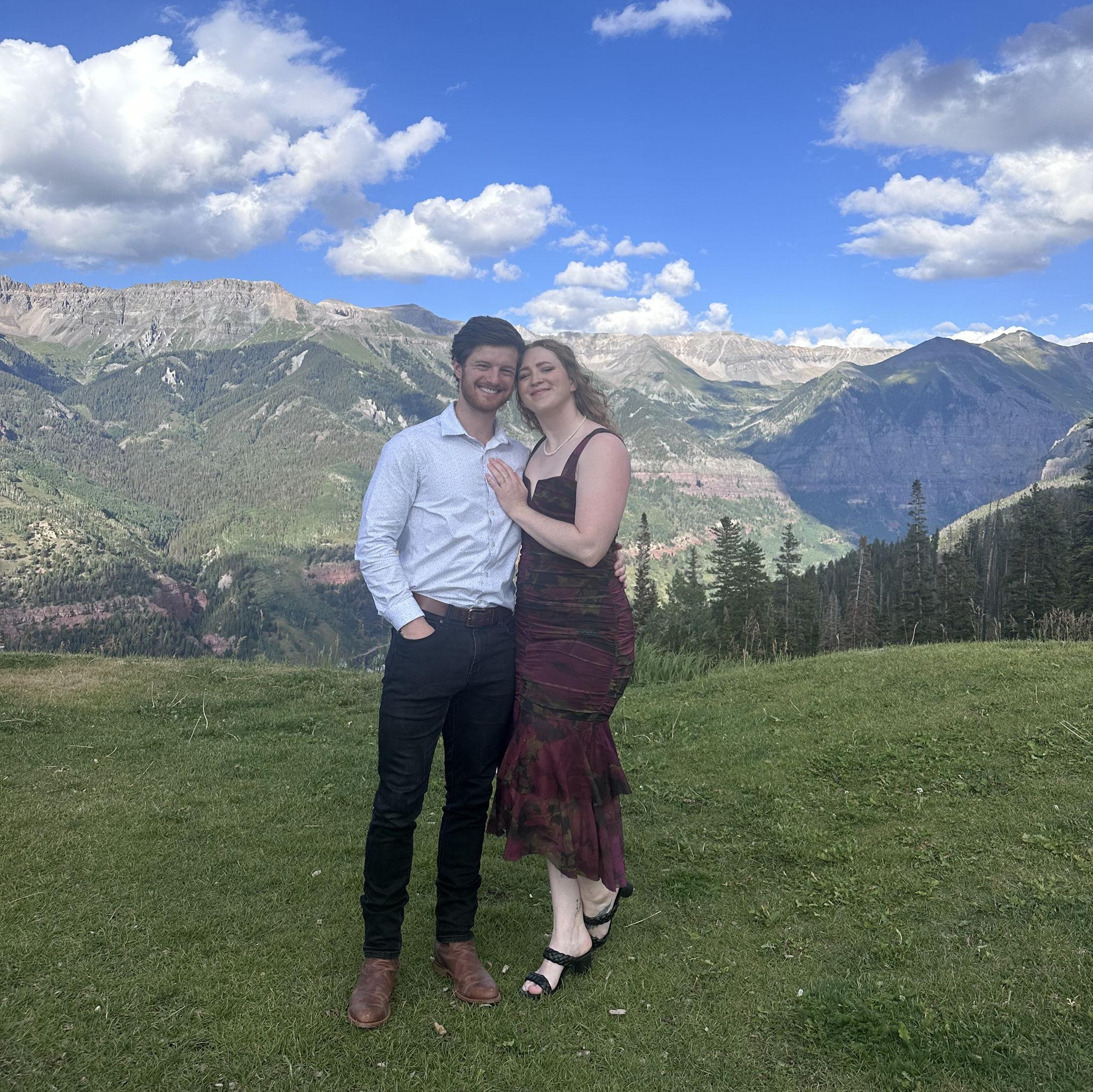 Wedding in Telluride (Aug 2024) to celebrate Aaron's cousins Dianne & David. This view was epic! Aaron forgot to pack his suit pants and had to opt for skinny jeans at the last minute. Oops!