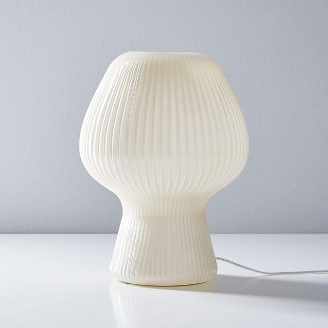 Ribbed Glass Table Lamp - White