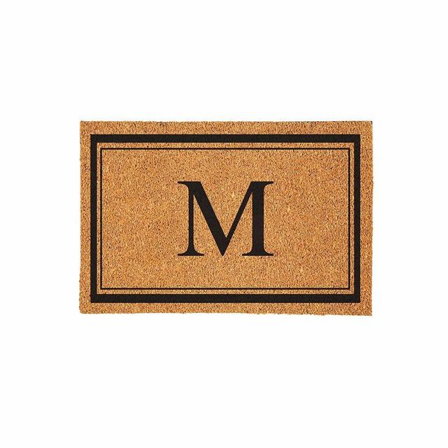 Evergreen Flag Monogram Large Coir Doormat, 36x24 Inches Front Door Mat for Outdoor Indoor Entrance, Welcome Mat, Non Slip Doorway Mat for Home Decor Housewarming Gift, Letter M