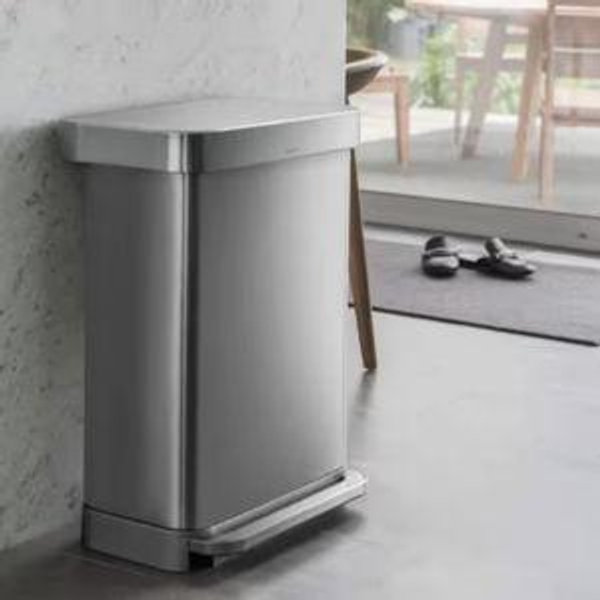Large Stainless Steel Rectangular Step Can with Liner Pocket