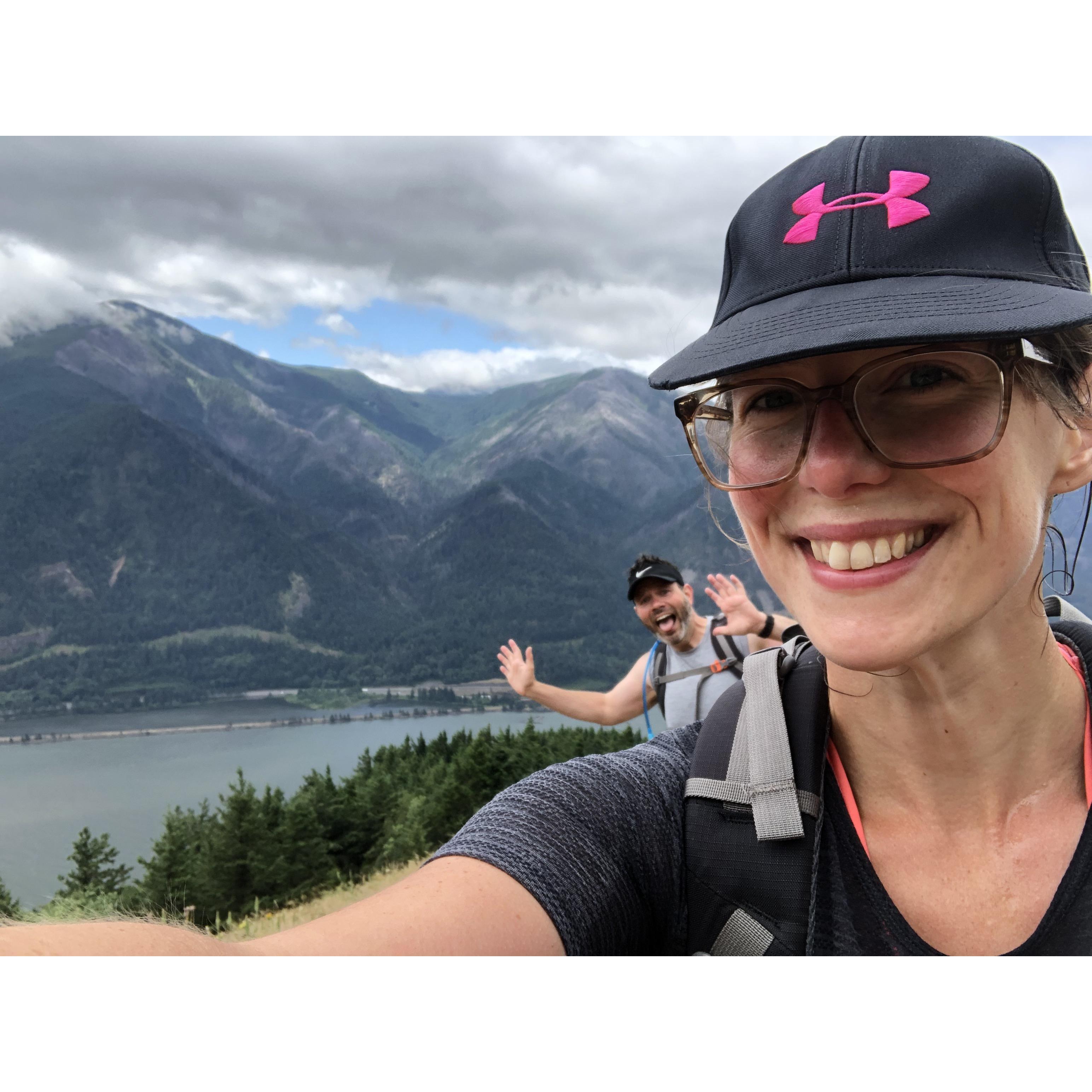 Us hiking Dog Mountain in the Columbia Gorge, Summer of 2020.