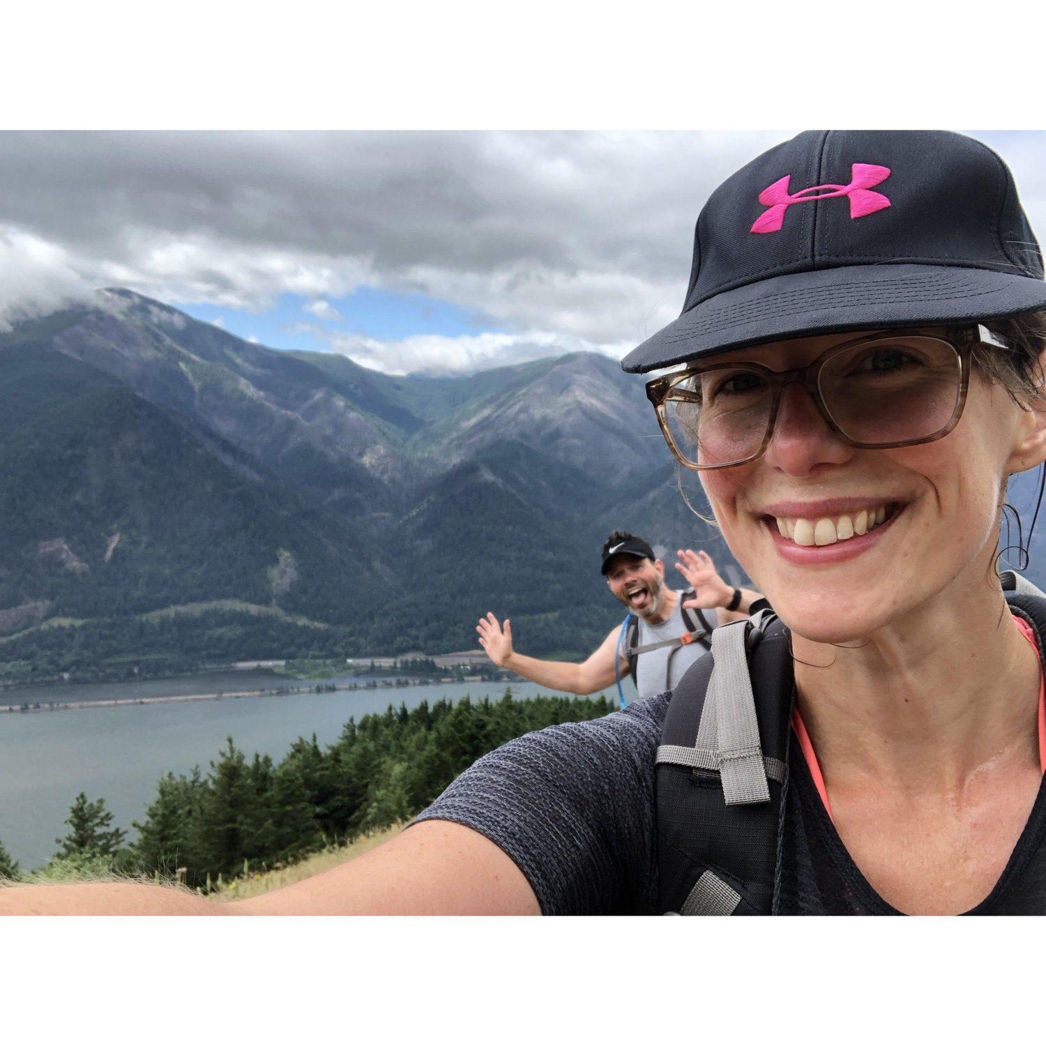 Us hiking Dog Mountain in the Columbia Gorge, Summer of 2020.